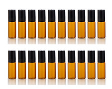 - 20PCS 5Ml Amber Glass Roller Bottles Roll on Bottle Container with Metal Ball