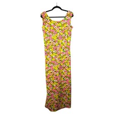Vintage Hand Made 1960s Sheath Maxi Dress Floral Print Small – See measurements