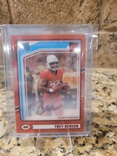 Trey Benson Donruss Clearly Auto Red /149 No. 74 Cardinals