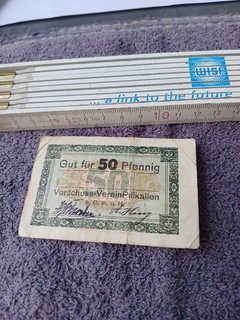 Münzen Papiergeld 50 P 1 x Vorschuss Verein Pillkallen Ostpreussen Westpreussen