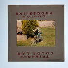 Boy in Yard w/Mattel V-RROOM Bike Accessory: 1960's 35mm Slide — photo 4