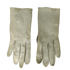 Vintage Womens Beige Leather Gloves Size 30 S Classic Wrist Slit Italian Made