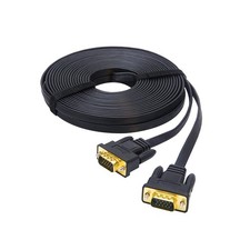 VGA Cable 50ft Long Thin Flat 15 Pin Monitor Cord Male to Male SVGA Black
