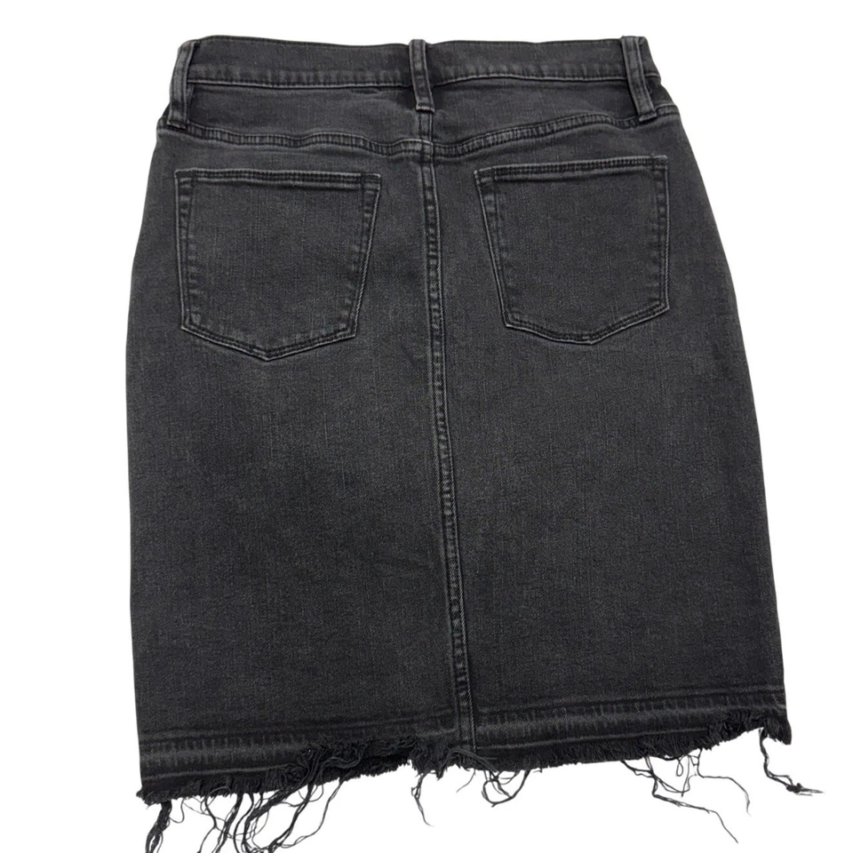 Falda J.Crew Mujer 26 Negra Denim Dobladillo Crudo Lápiz Mini Algodón Foto 3 de 4