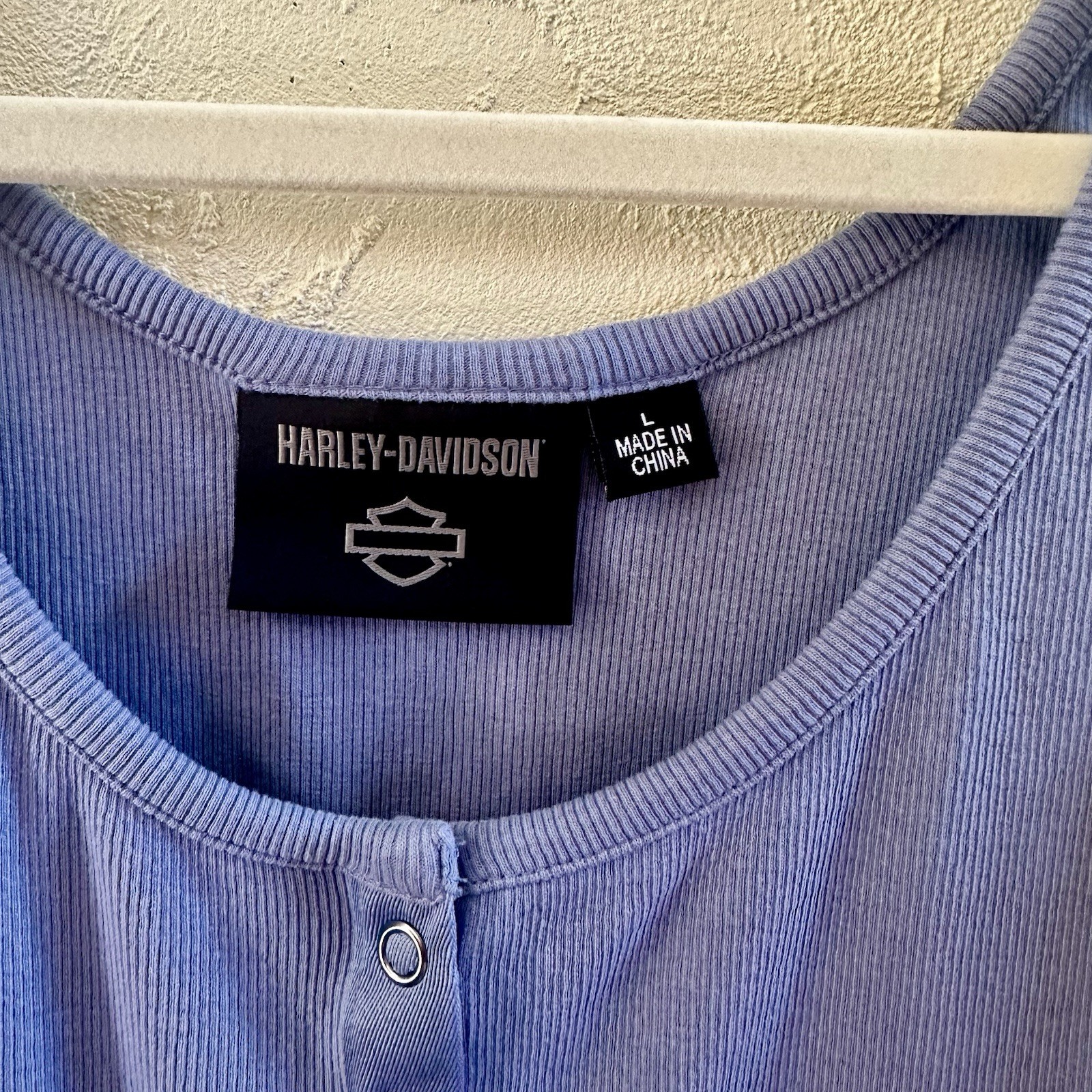 Harley Davidson Blue Basic Ribbed Snap Button Gru… - image 2