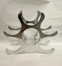 VINTAGE ABSTRACT SILVER TONE WINE RACK MCM AR...