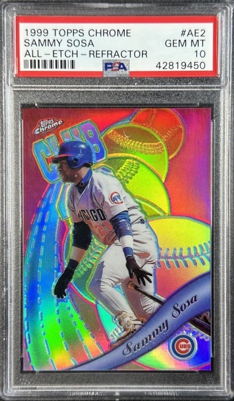 1999 TOPPS CHROME #AE2 ALL ETCH REFRACTOR SAMMY SOSA PSA 10 CUBS