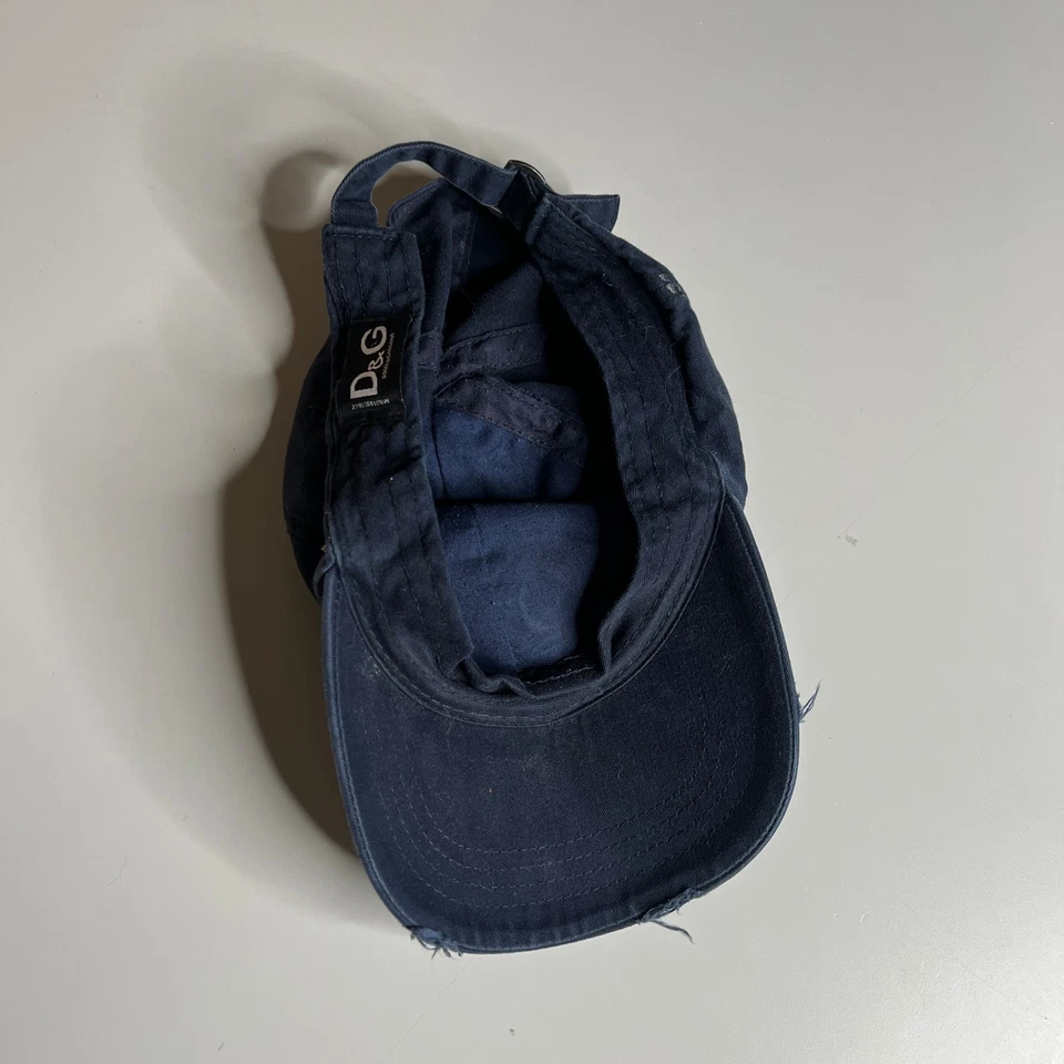 Gorra de béisbol ajustable para adulto y2k D&G Dolce & Gabbana azul marino con logotipo envejecido Foto 4 de 4