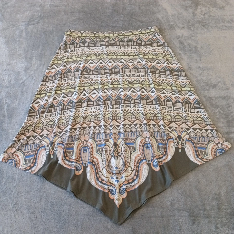 Falda Chico's Talla 2 Verde Geométrica Larga Línea A Pull On Foto 4 de 4