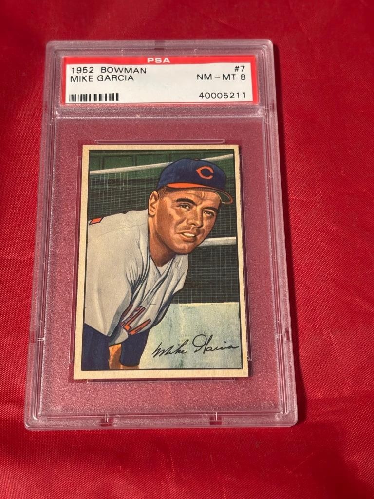 MIKE GARCIA #7 1952 BOWMAN SET BREAK BASEBALL PSA NM-MT 8