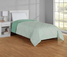 Mainstays Reversible Microfiber Comforter, Green, Twin/Twin-XL, All-Season