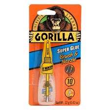 Gorilla Super Glue with Brush  Nozzle Applicator, Clear Glue, 12 1 - Pack