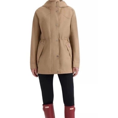 NEW Hunter Womens M Water Resistant Smock Jacket Hooded Tan Hooded