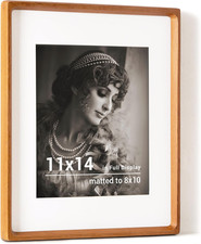 11X14 Picture Frame, Usa-Sourced Teak Wood Photo Frames with HD Tempered Glass,