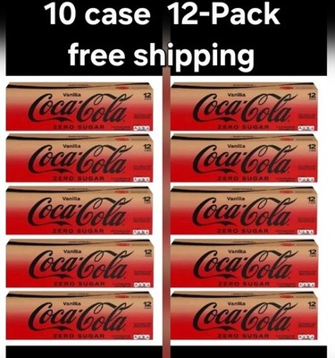 Cocacola Zero Sugar Vanilla Soda Pop, 12 fl oz,(10 Cases) 12-PACK Pack Cans