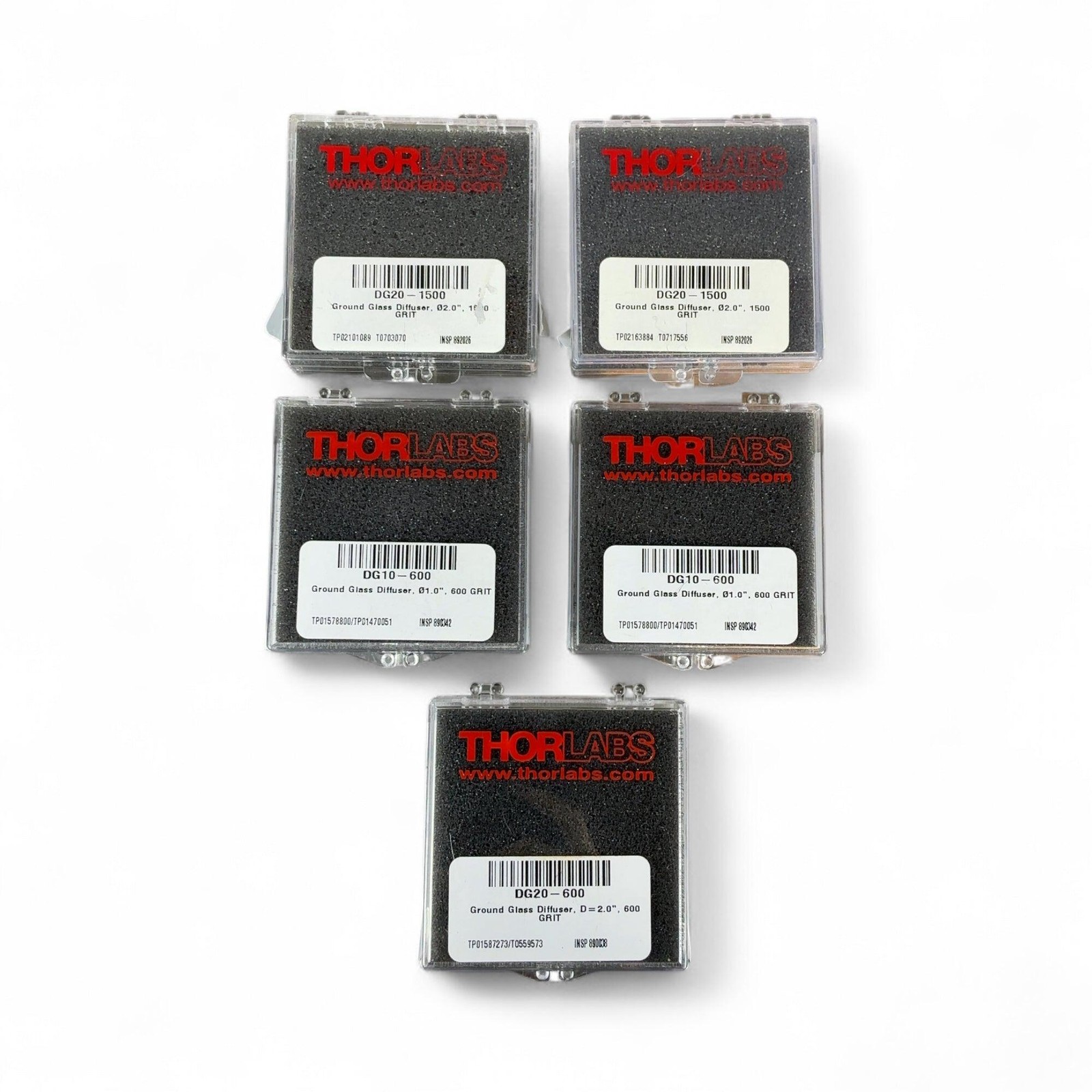 Thorlabs Ground Glass Diffuser Lot of 5 DG20-1500 DG10-600 DG20-600 1" & 2" NEW