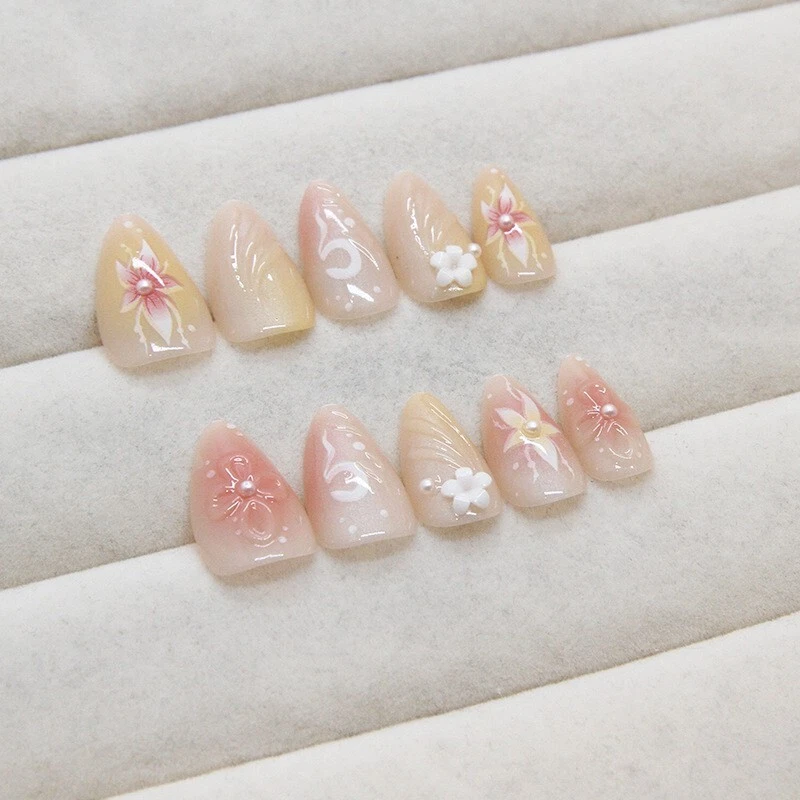 (USA SELLER) ALMOND SHORT *HAWAII ON NAIL* PRESS NAILS SUPER HOLD GLUE LAST LONG - Image 3 of 4