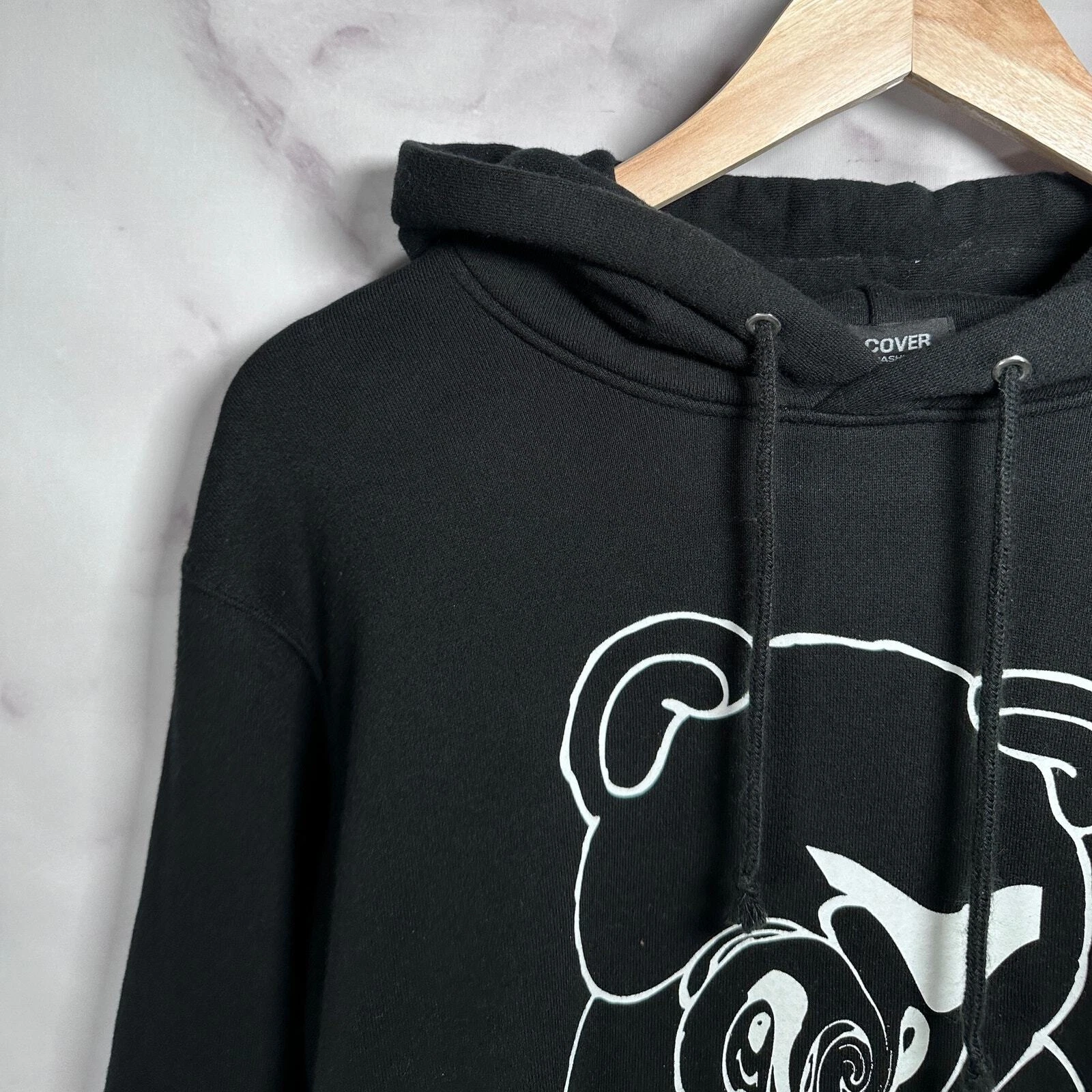 UNDERCOVER Taglia M Felpa con cappuccio sotto copertura nera deformata GuruGuru orso