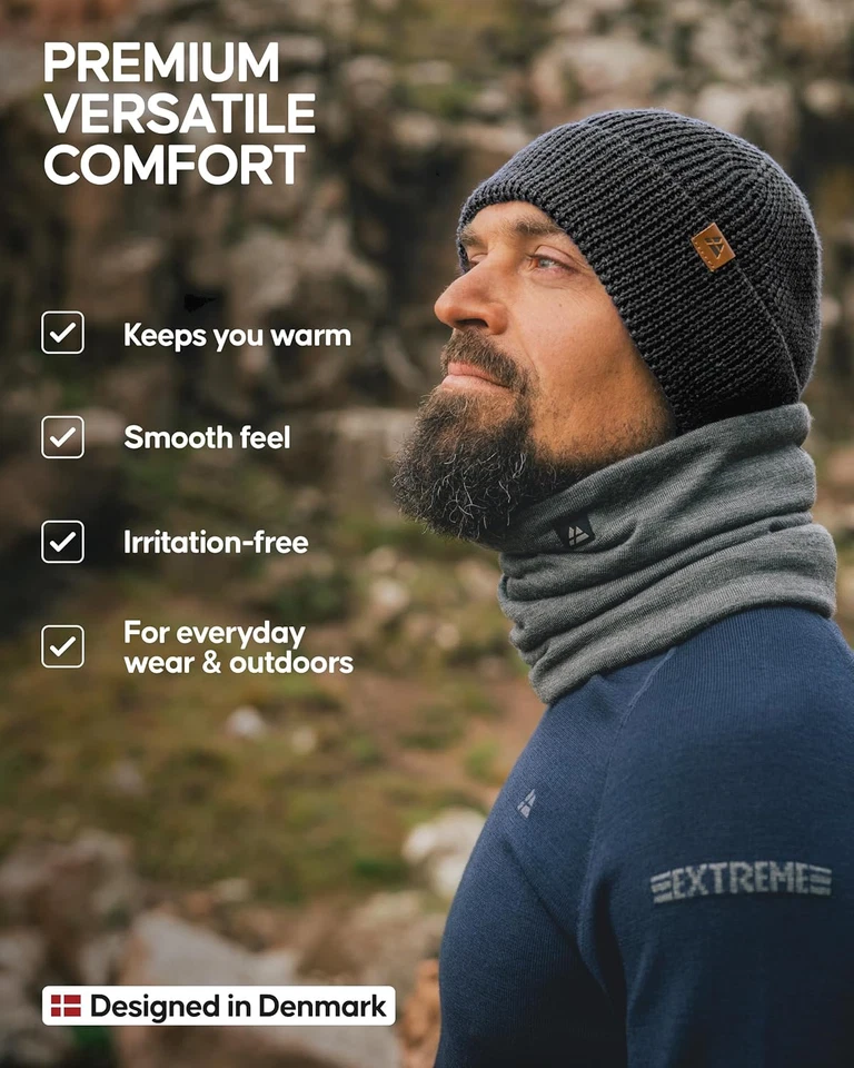 Danish Merino Wool Beanie Hat, Thermal Winter Hats, Warm Knit Wooly - Unisex - Image 3 of 4