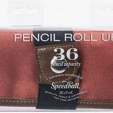 Rosewood Canvas Pencil Wrap - Holds 36 Pencils, Stylish Rose with Brown Trim