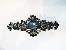 Small blue crystal hair barrette clip bridal clip bridal barrette gothic hair