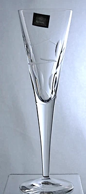 ROYAL DOULTON CRYSTAL - LUNAR DESIGN - FLUTE CHAMPAGNE GLASS 22.7cm / 8 7/8"