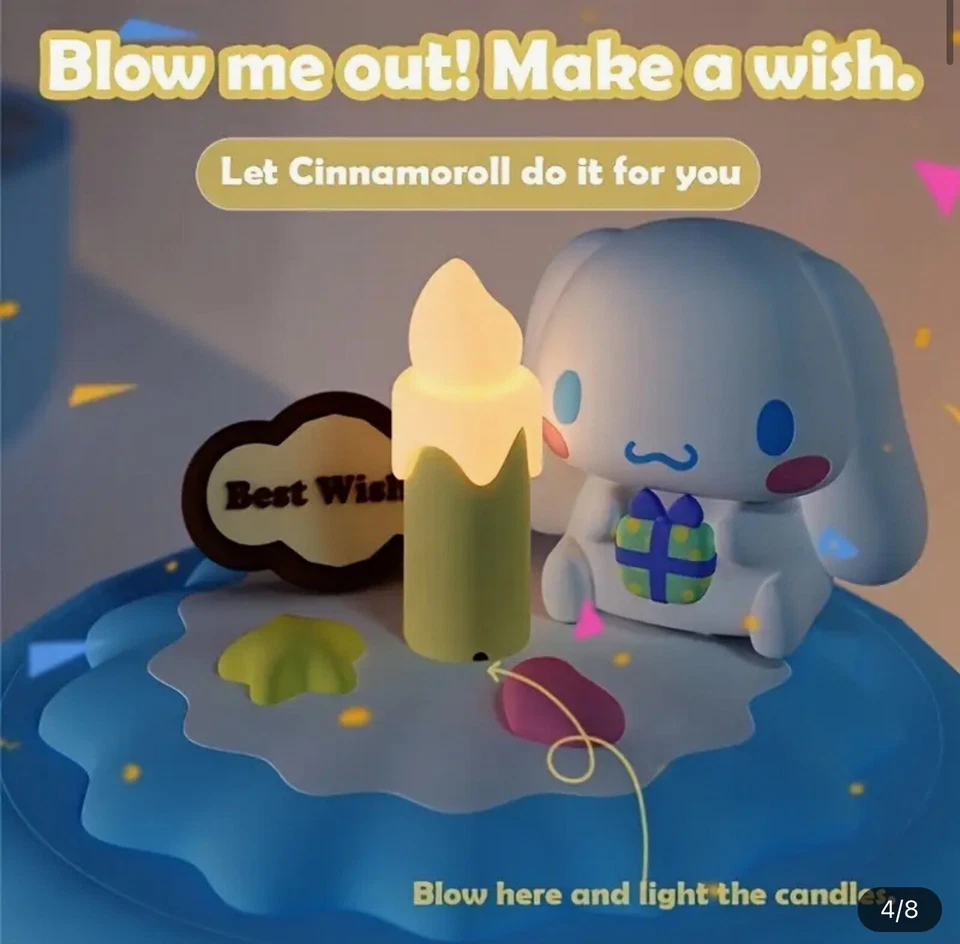 Cinnamoroll Cumpleaños Pastel Noche Luz Interactiva Fiesta Empuje con Control Remoto Sanrio Foto 4 de 4