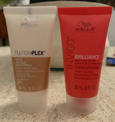 LOT 2 Wella Invigo Brilliance Vibrant Color Mask & Fusion Plex 1oz Each Travel