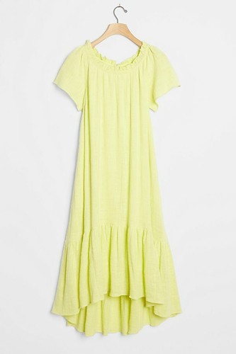 MAEVE @ Anthropologie Maeve Lemon Selah High Low Maxi Midi Dress Size XS S - Picture 13 of 13