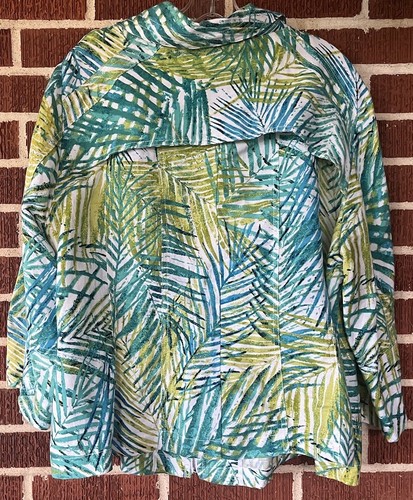 Ruby Rd. Colorful Leaf Print Full Zip Jacket 3/4 Sleeves Size 20W - Picture 2 of 4