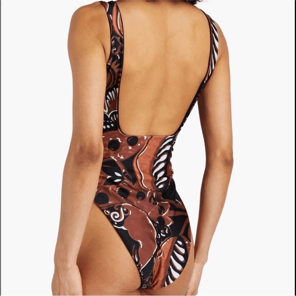 Traje de baño Mara Hoffman Idalia de una pieza estampado marrón nuevo con etiquetas talla XS Foto 2 de 4
