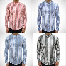 Camicia coreana uomo slim fit Fantasia a righe Cotone vari colori M L XL XXL