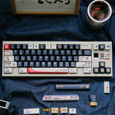 Aviation Theme Keycap 140 Keys Navy White Dye-sub PBT for Cherry MX Keyboard New