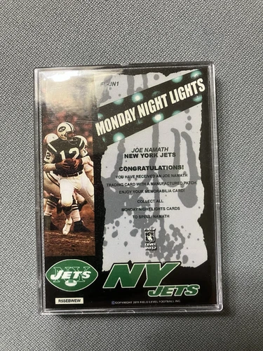 Jets Joe Namath HOF Legend Six Card Full Nameplate, 1 of 1, Encased, ExMnt++!