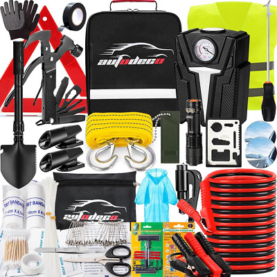 Premium 136-Piece Roadside Emergency Car Kit - Heavy Duty Safety Gear