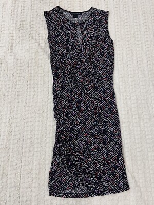 French Connection Black Multicolor Abstract Pattern Faux Wrap Dress Sz 4 Cute