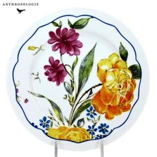 Anthropologie FLORAL - YELLOW ROSE 8.25" Salad Plate Blue Trim Porcelain Japan