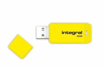 Integral NEON 32GB USB 2.0 Flash Drive Yellow USB Memory Stick