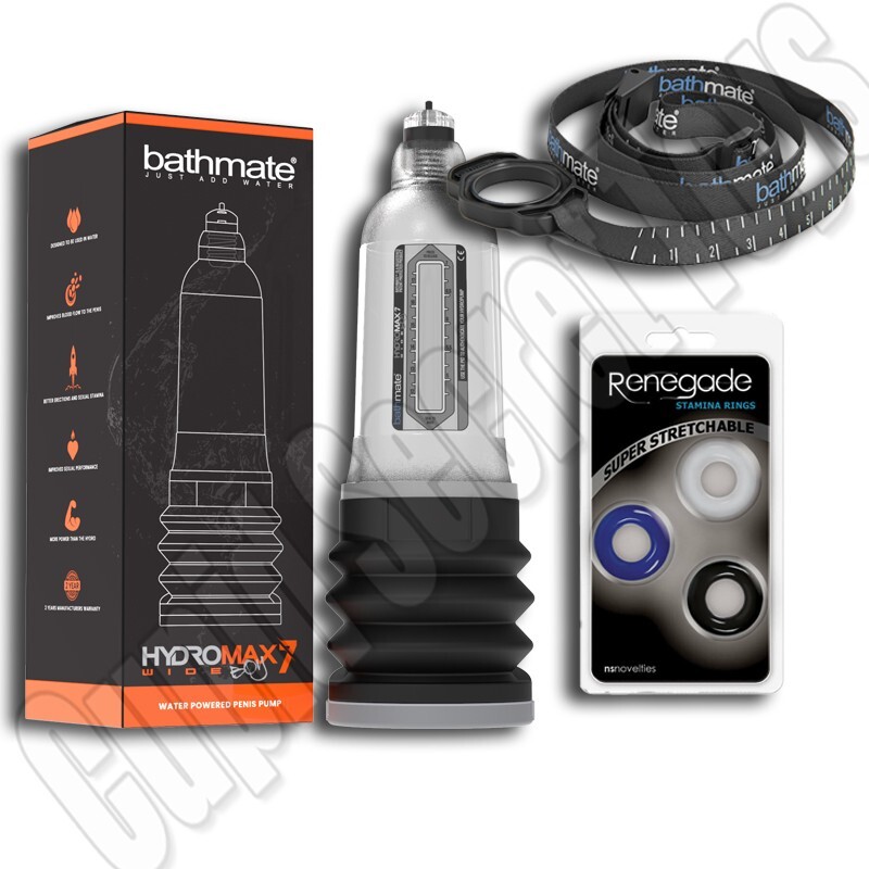 BATHMATE HYDROMAX 7 WIDE BOY CLEAR BUNDLE HYDROPUMP WATER PENIS ENLARGER