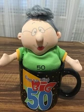 RUSS COFFEE MUG TIME TO WISH BIG 50 W/ OLDTIMERS DOLL. NWT