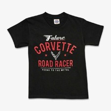 YOUTH/BOYS/KIDS CORVETTE C8 T-SHIRT BLACK ROAD RACER PEDAL TO THE METAL S,M NEW