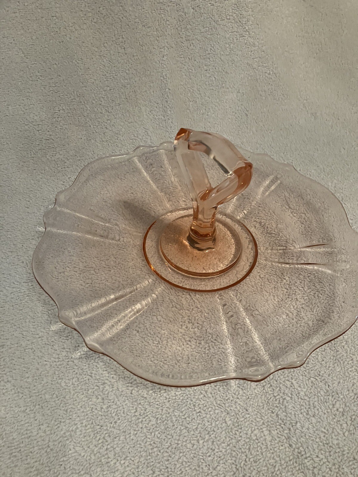 Vint Pink Federal Depression Glass Candy/Nut Dish W/Center Handle