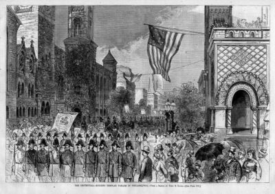 KNIGHTS TEMPLAR PARADE IN PHILADELPHIA CENTENNIAL FLAG 1876 CELEBRATION TEMPLAR