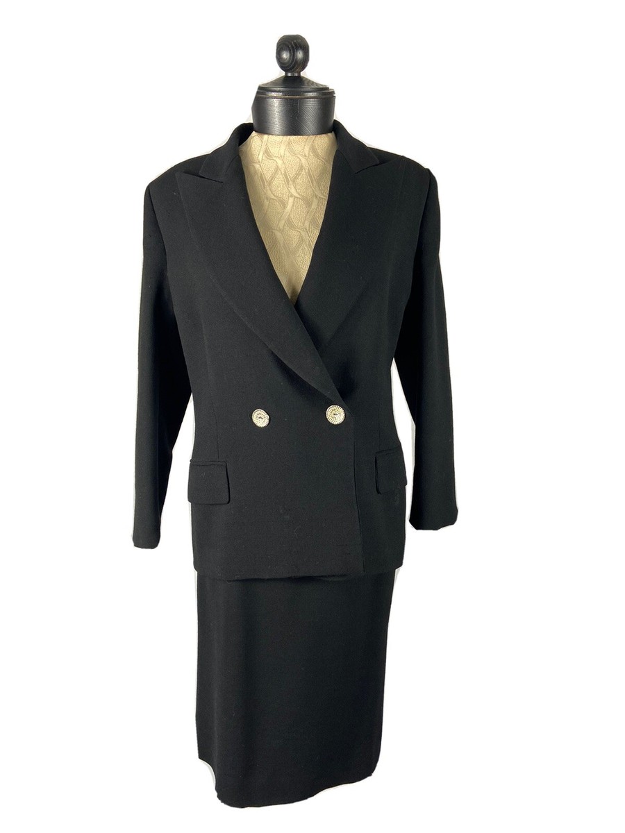GIANFRANCO FERRE Vintage Size 42 Black Lined Wool Skirt Suit | eBay