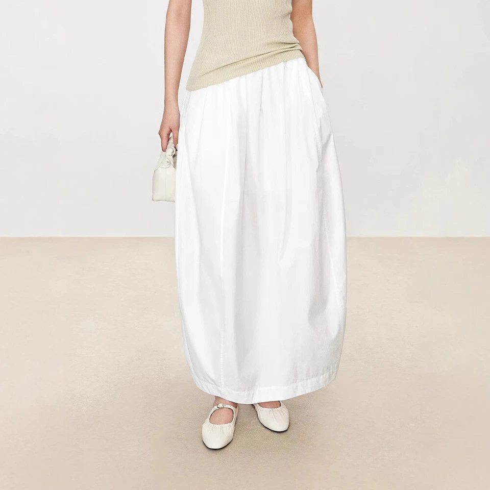 Женская весенняя хлопковая простая плиссированная длинная повседневная модная юбка THE ROW - Изображение 3 из 4