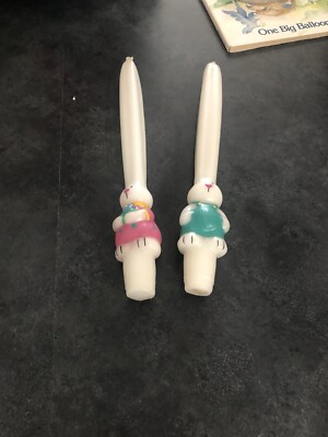 VTG EASTER RABBIT PR OF 10in TAPER CANDLES
