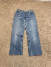 Vintage 70s Levi  s Orange Tab Denim Blue Jeans Talon Zip Red Fleece Lined 28x28