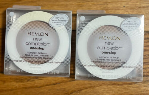Lot of 2- Ivory Beige Revlon New Complexion One Step Oil Free Compact Makeup