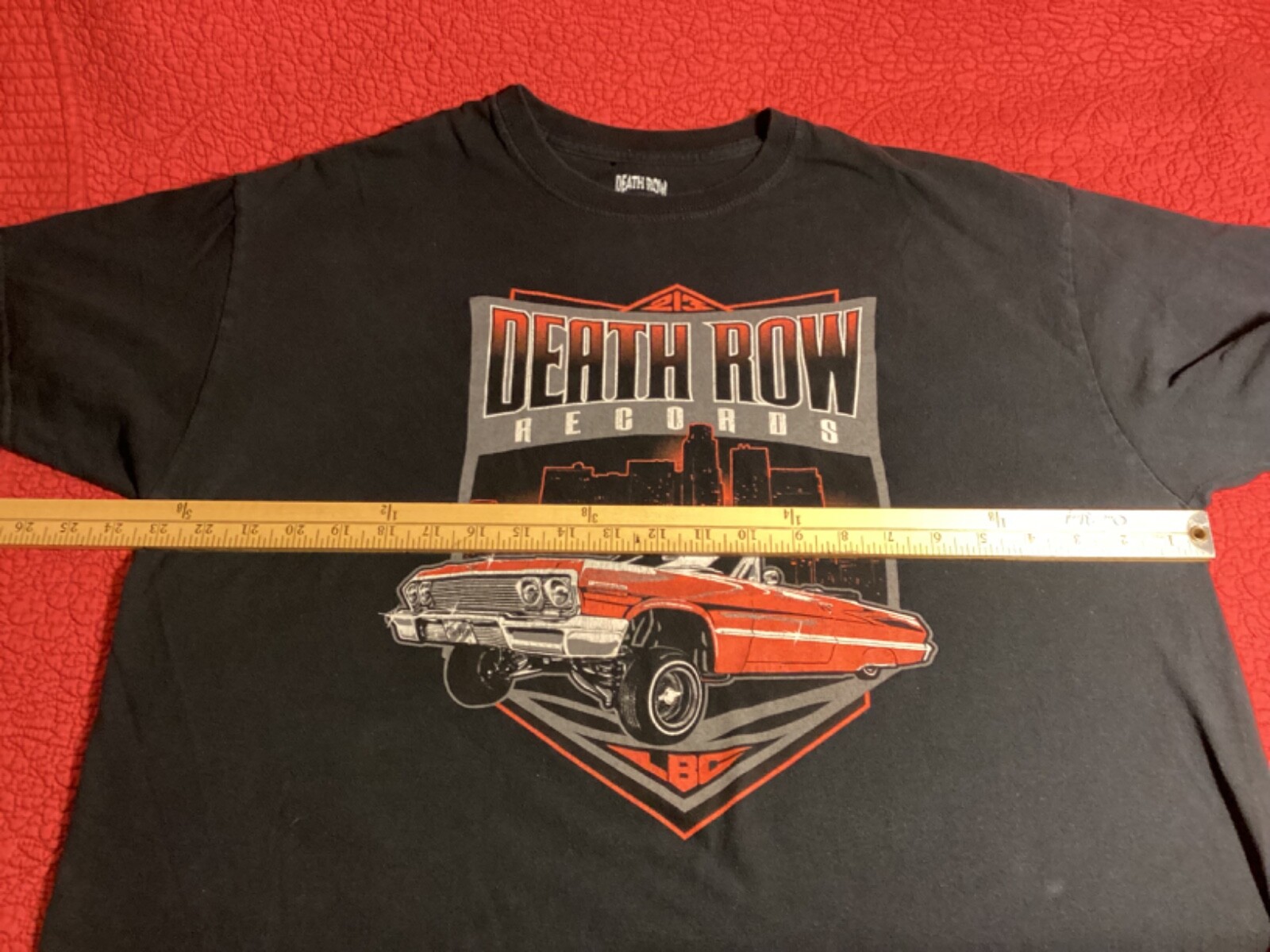 FILA T shirt Death Row Records con auto d'epoca nera taglia grande