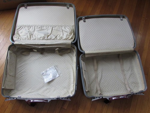 VTG PAIR SAMSONITE PROFILE II HARD LUGGAGE BURGUNDY 26” WHEELS 23” W BOX & KEYS - Picture 6 of 12